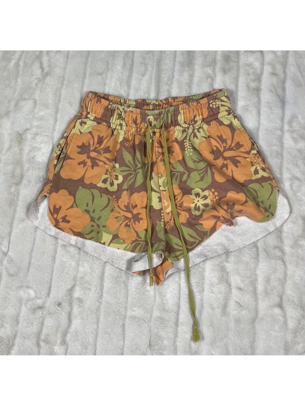 Wild Fable S Brown Orange Tropical Polynesian Pull On Comfy Lounge Fall Shorts